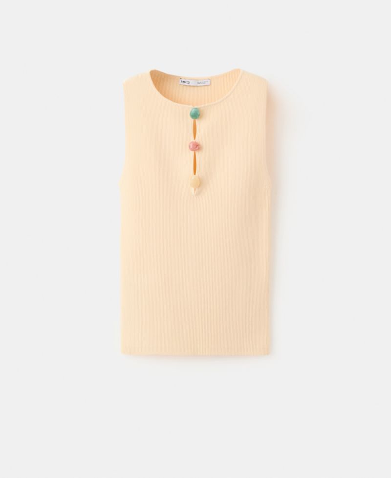 Women's Beads Ribbed Top