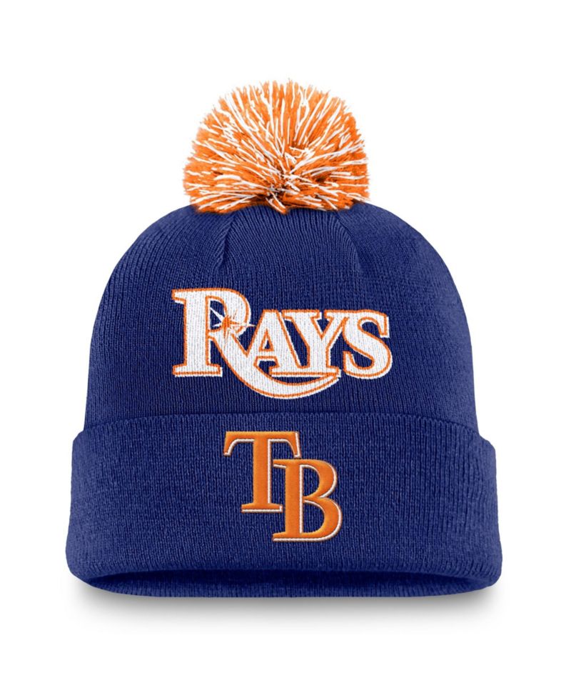 Men's Royal Tampa Bay Rays Peak Cuffed Pom with Knit Hat