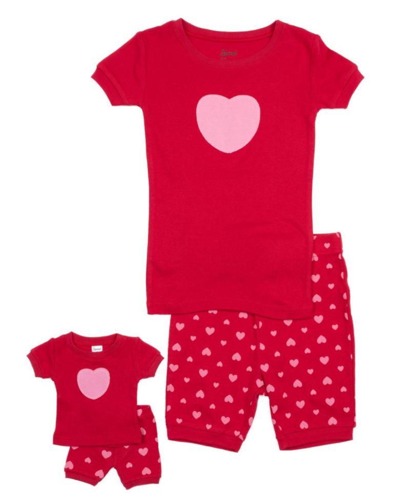 Toddler Girls Matching Doll Snug-Fit Cotton Short Sleeve Pajamas