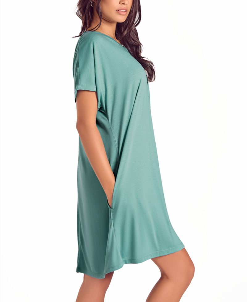 Plus Size Soft Breathable Night Shirt with Side Pockets