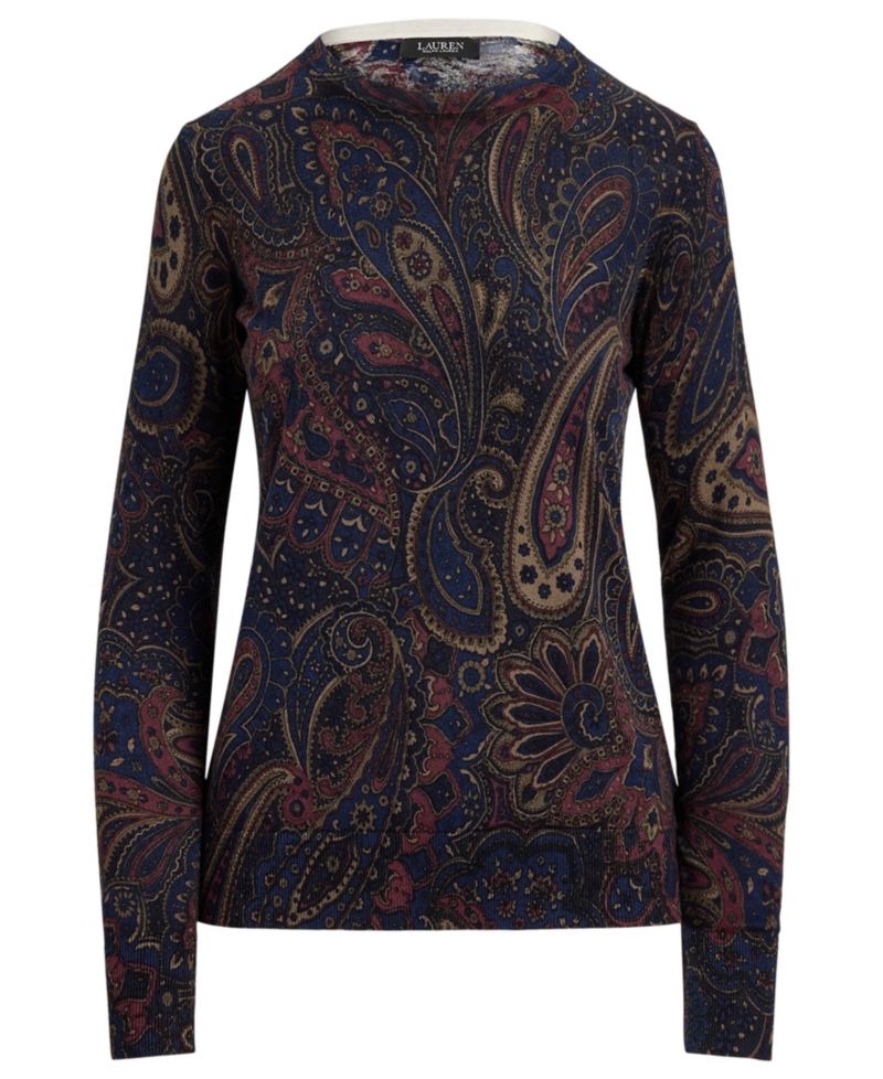 Petite Paisley Cotton-Modal Blend Slim-Fit Sweater