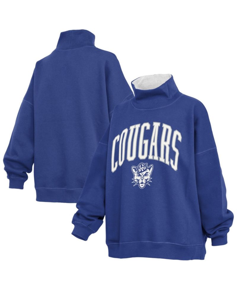 Women's BYU Cougars Oversized Mock Neck Pullover Sweatshirt