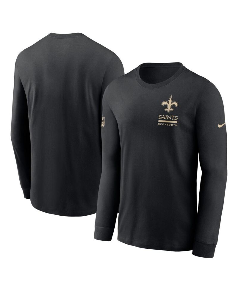 Men's Black New Orleans Saints Sideline Performance Long Sleeve T-Shirt