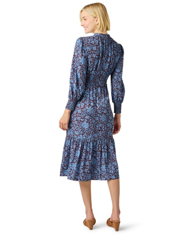 Women's Printed Smocked Midi Dress