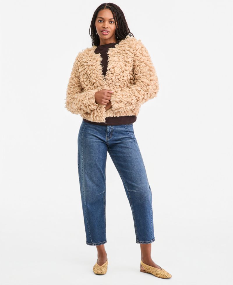 Women's Loopy Textured Cropped Cardigan