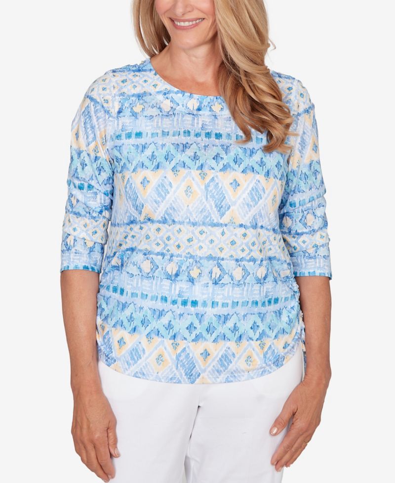 Women's Classic Ikat Biadere Tie Ruched Top