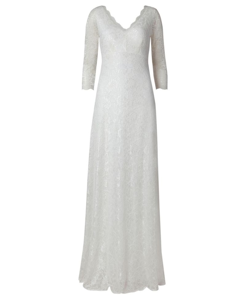Women's Anya 3/4 Sleeve V-Neck Lace Bridal Gown