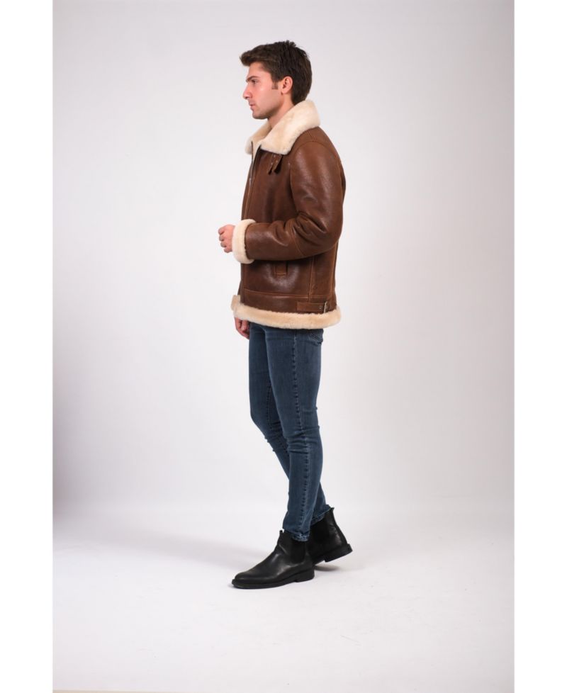 Men's Leather Shearling Aviator Jacket