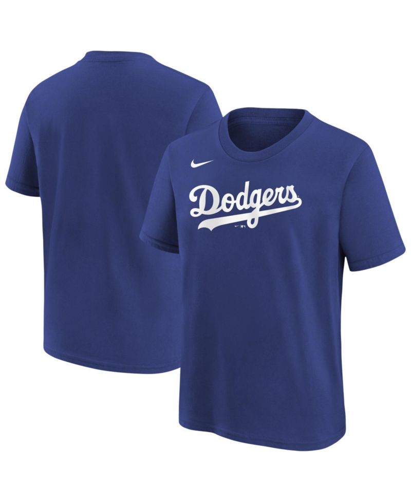 Big Boys and Girls Royal Los Angeles Dodgers Wordmark T-Shirt