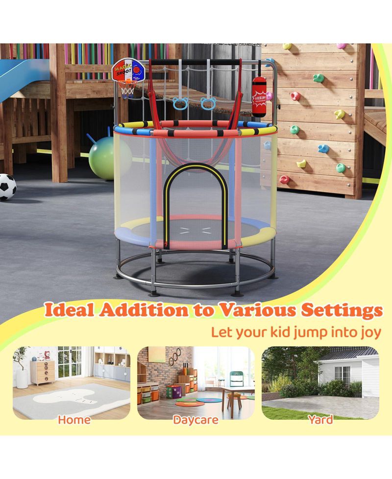 Kids Ages 3-6 6-in-1 Trampoline with Safety Net