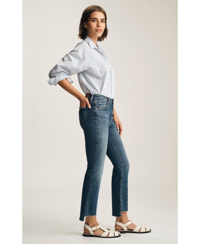 Women's Anika Mid Rise Cropped Flare In Dark Brushed Flex Blue