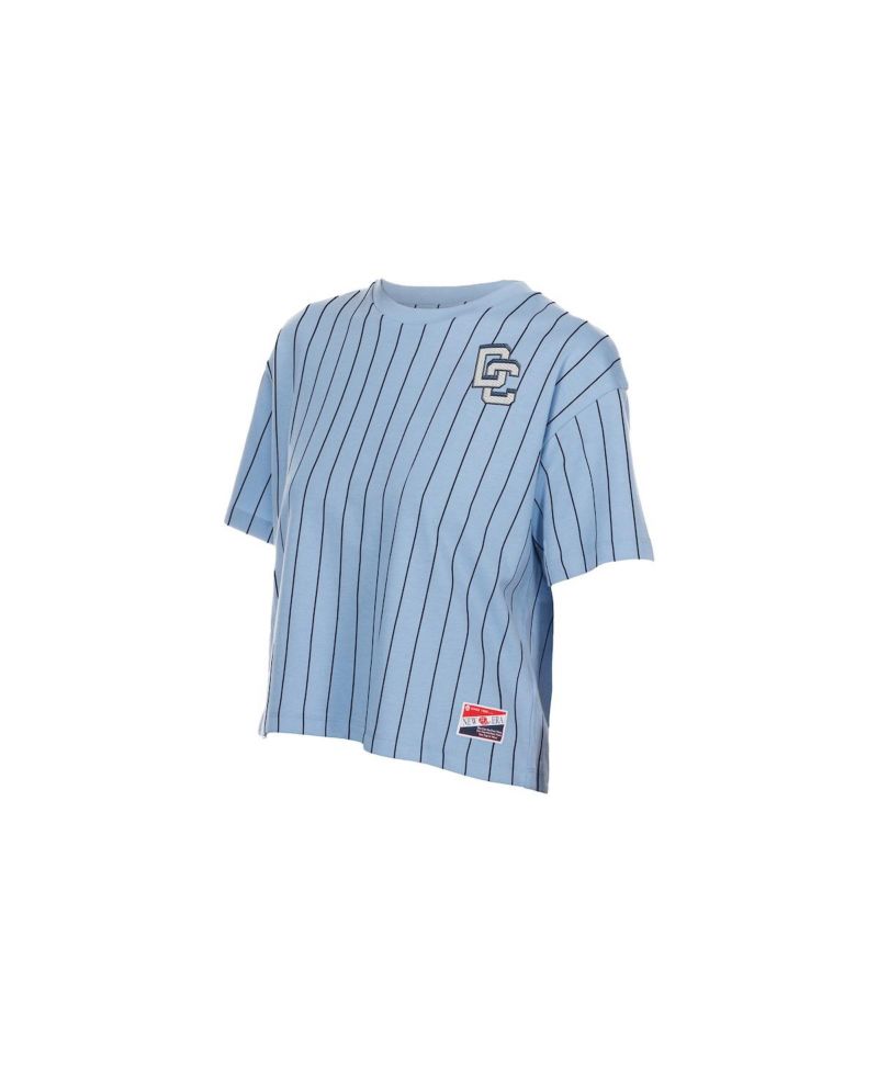 Women's Light Blue Washington Nationals City Connect Throwback Meshback Pinstripe Boxy T-Shirt