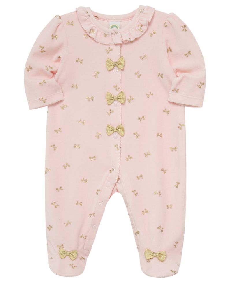 Baby Girls' Gold Bows Footie Coverall