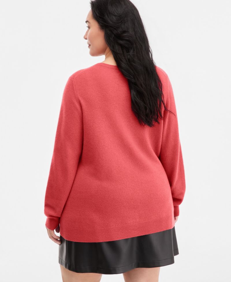 100% Cashmere Women's Petite Long-Sleeve Crewneck Sweater