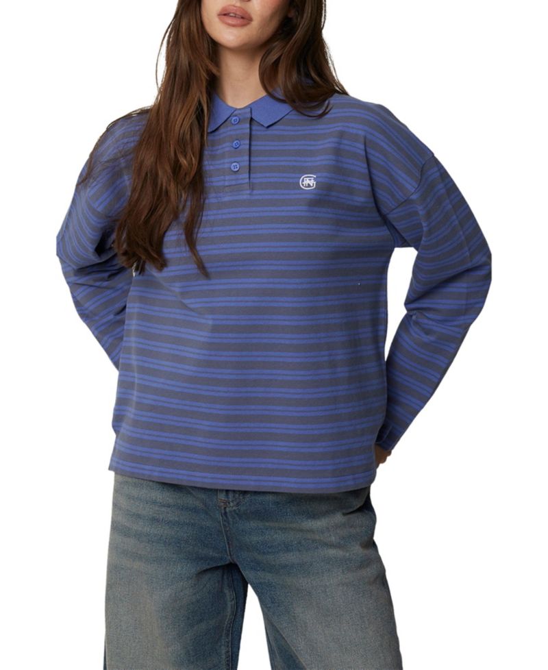 Women's Long Sleeve Striped Polo
