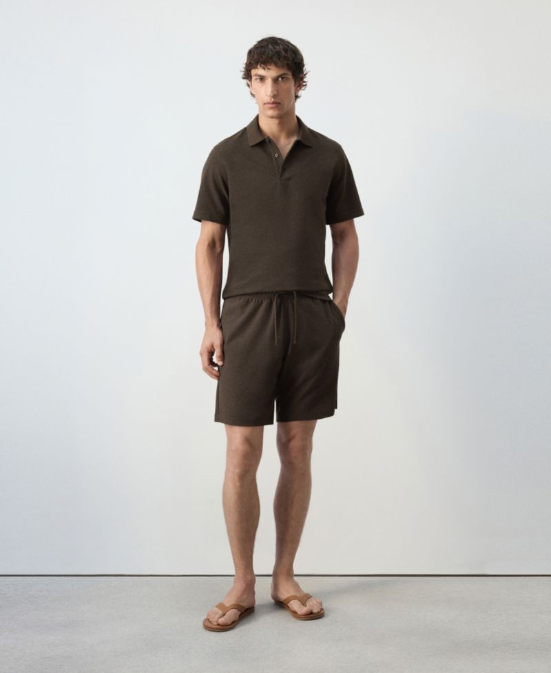 Men's Textured Straight-Fit Cotton-Blend Bermuda 8.27" Inseam Shorts