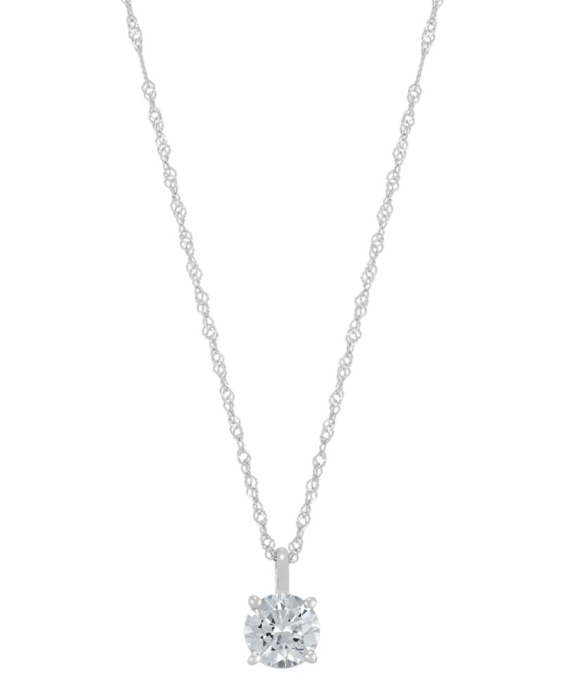 Diamond Solitaire 18" Pendant Necklace (1/2 ct. t.w.) in 14k Gold