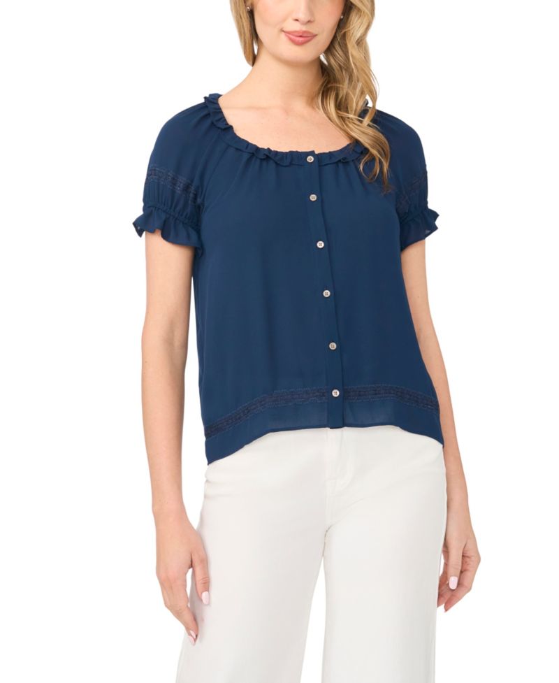 Women's Scoop Neck Short-Sleeve Blouse