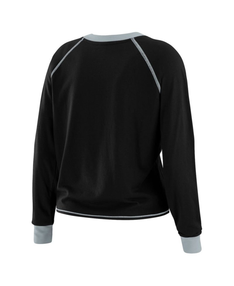 Women's Black/Gray Las Vegas Raiders Tie-Front Long Sleeve Top