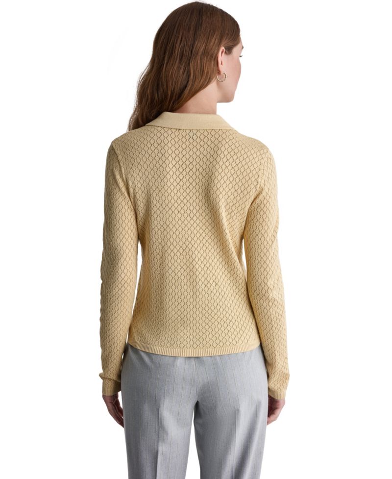 Women's Long-Sleeve Knit Polo Shirt