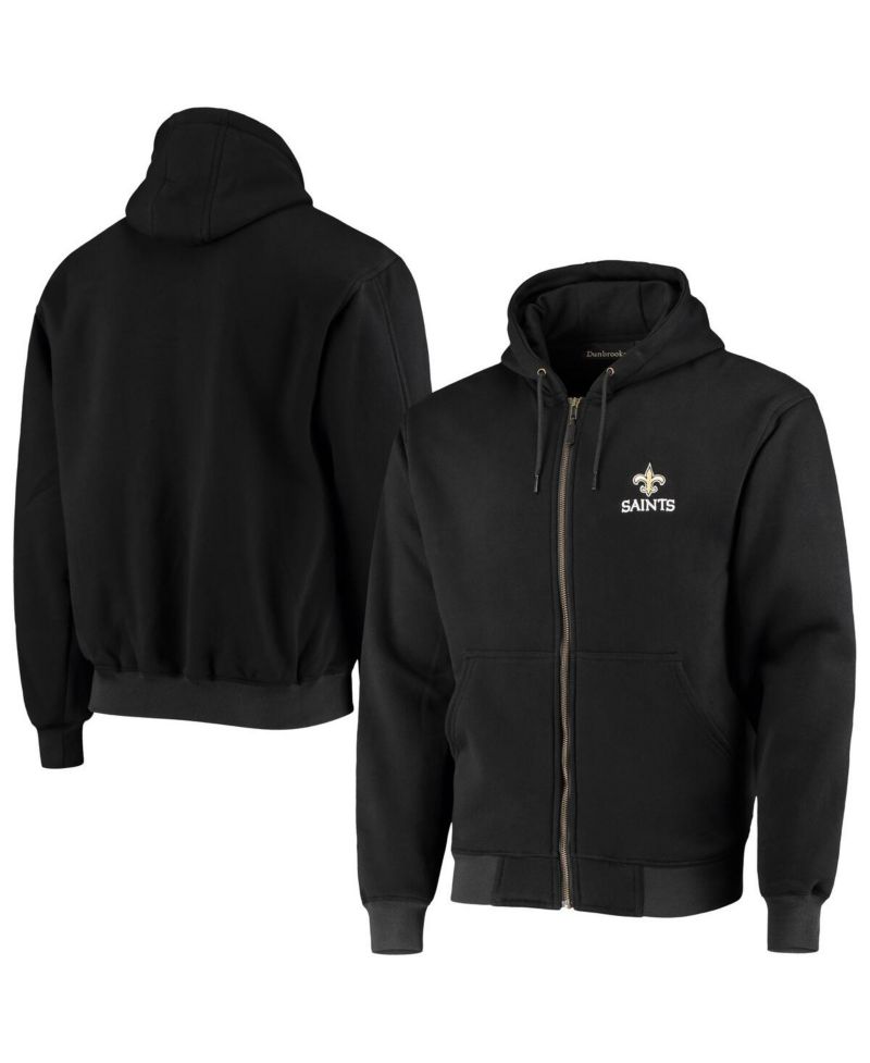 Men's Black New Orleans Saints Craftsman Thermal-Lined Full-Zip Hoodie