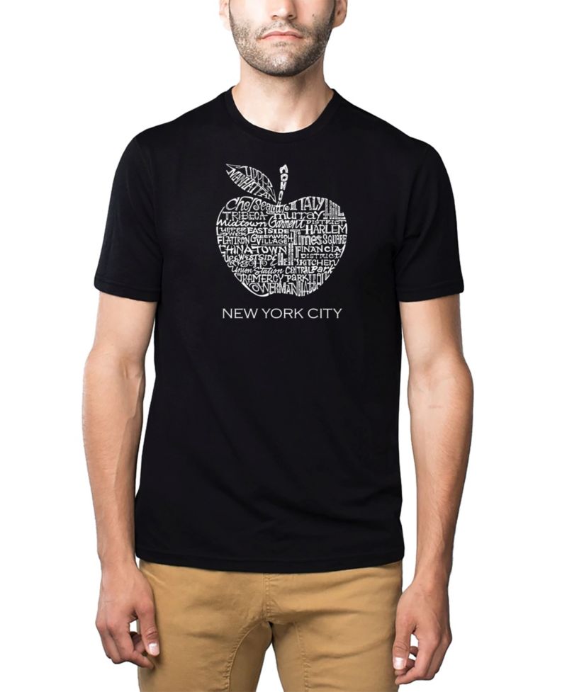 Men's Cotton/Poly Blend Word Art T-Shirt - Big Apple Neighborhoods in NYC