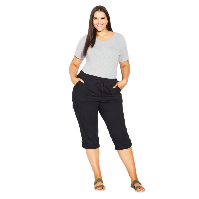 Women's Plus Size Cotton Roll Up Capri