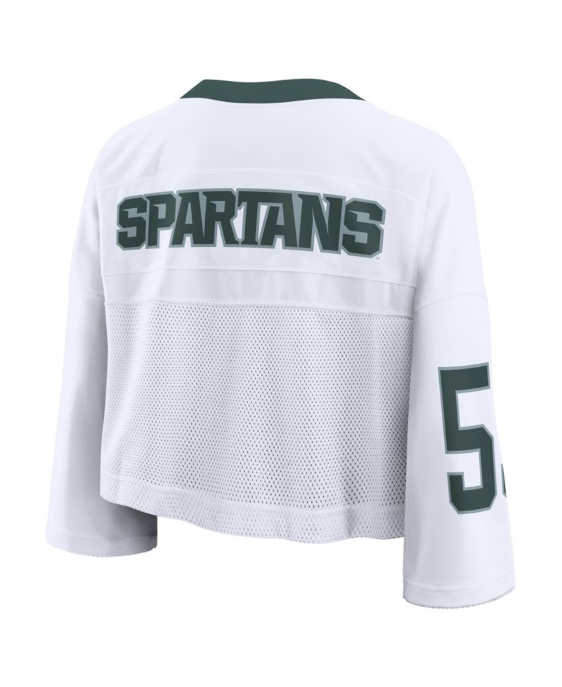 Women's White Michigan State Spartans Oversized Logo Cropped Fashion Jersey