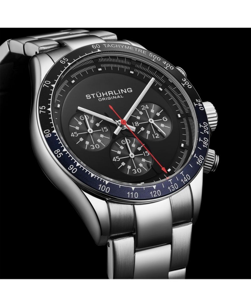 Chronomark 4066 Men’s Quartz Chronograph Watch with Screw-Down Crown, Textured Dial & Stainless Steel Bracelet