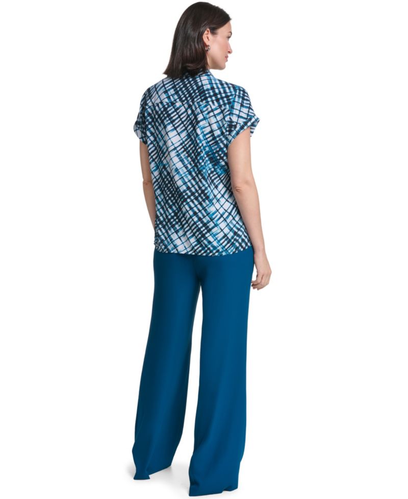 Women's Collared Short-Sleeve Button-Front Blouse