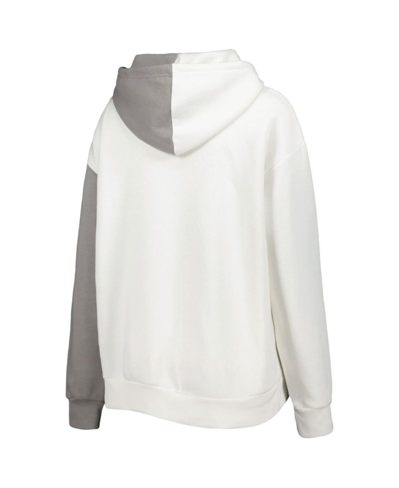 Women's Gray, White West Virginia Mountaineers Split Pullover Hoodie
