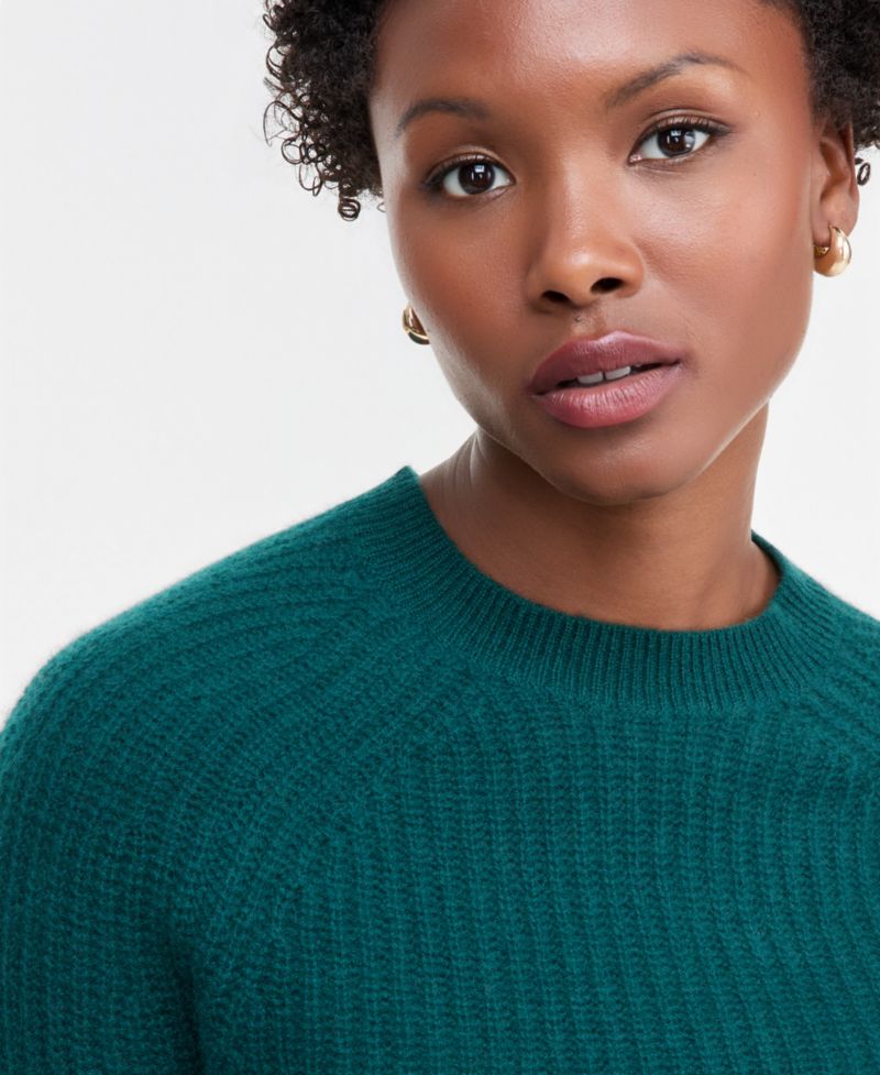 Plus Size 100% Cashmere Shaker Stitch Crewneck Sweater