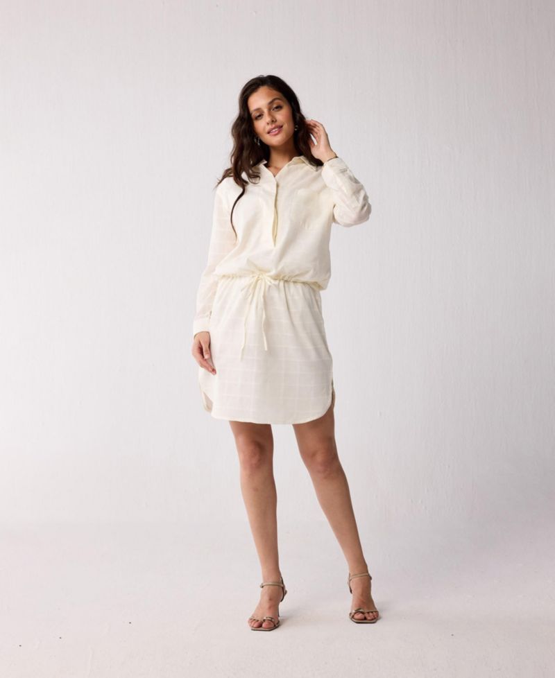 Women's Oversized Shirt Dress with Drawstring