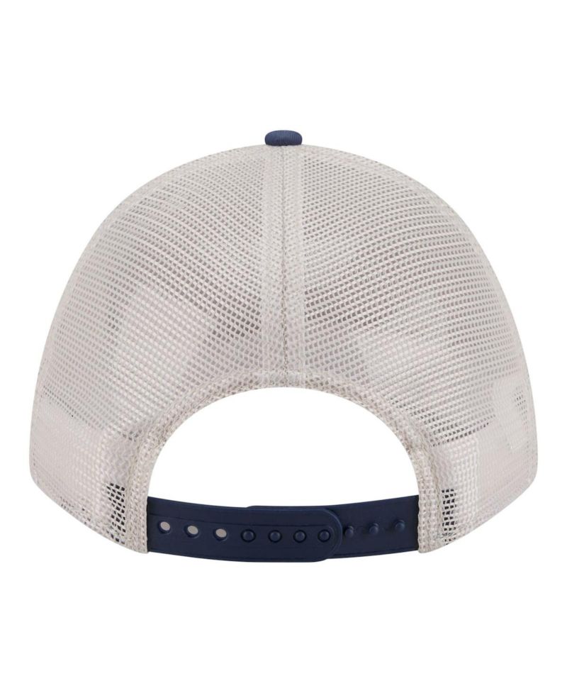 Men's Light Beige/Navy New York Yankees Frayed M-Crown A-Frame 9FORTY Trucker Adjustable Hat