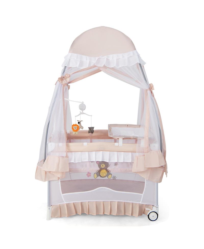Convertible Baby Bassinet with Changing Table and Mesh Net