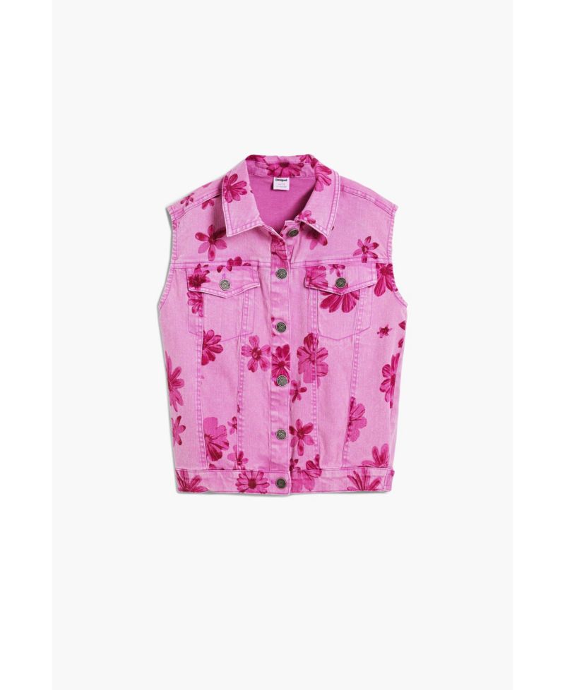 Girls's Denim vest flowers