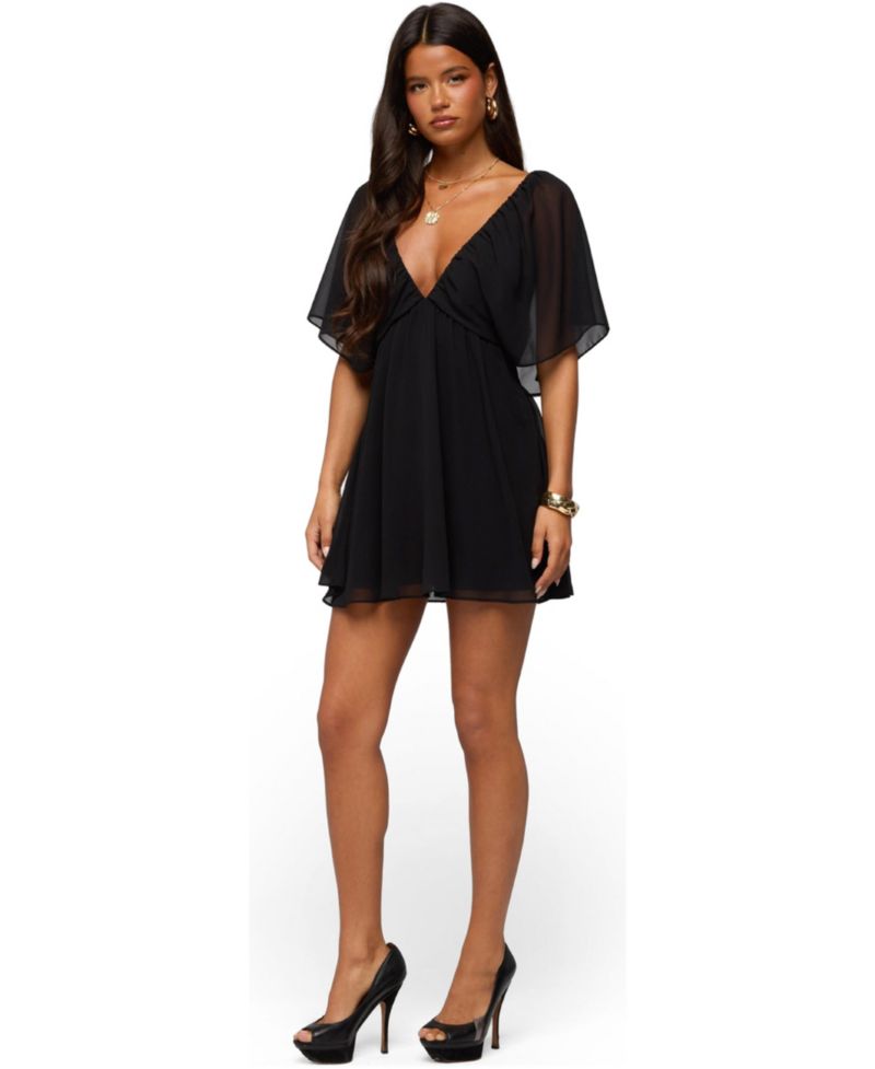 Womens Rosalee Chiffon Babydoll Mini Dress