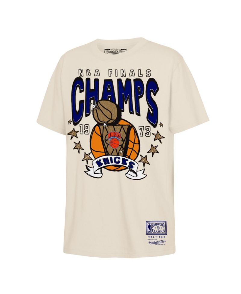 Big Boys and Girls Natural New York Knicks 1973 NBA Finals Champions Hardwood Classics History T-Shirt