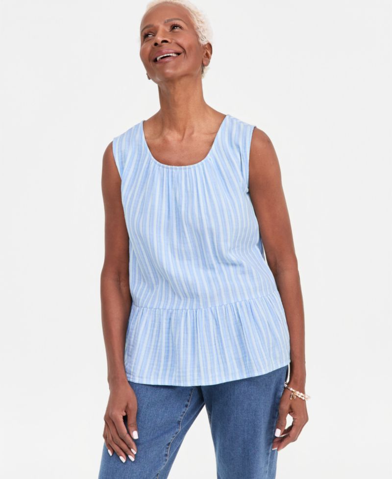 Petite Sleeveless Crew Neck Top
