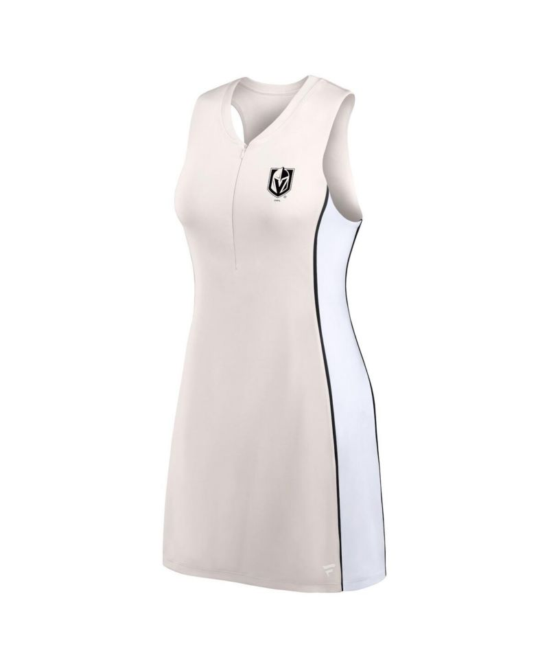 Women's Tan Vegas Golden Knights Studio Boost Athletic Half-Zip Dress