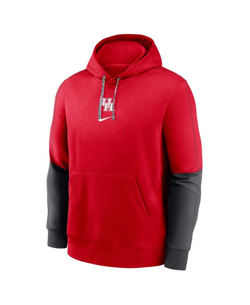 Men's Red Houston Cougars 2024 Sideline Club Pullover Hoodie