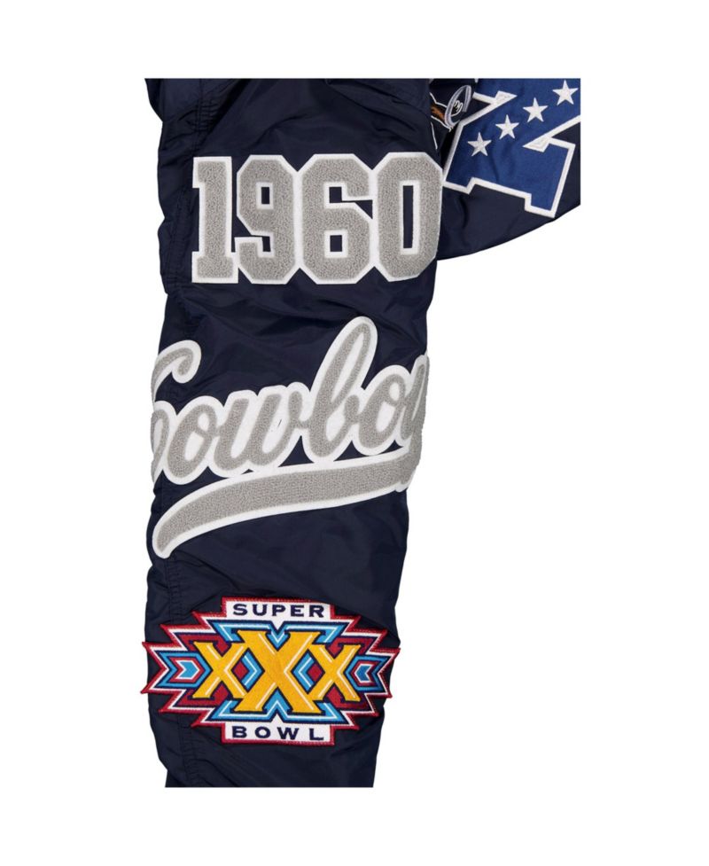 Men's Navy Dallas Cowboys MA-1 Full-Zip Bomber Jacket