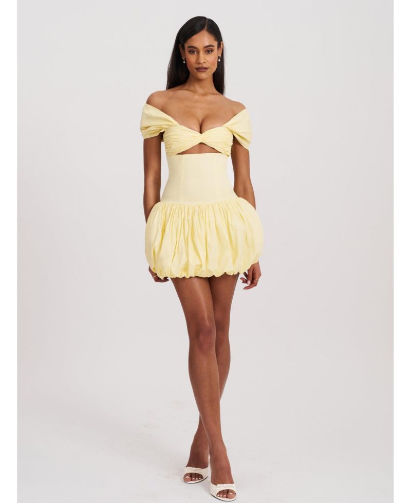 Women's Umika Butter Yellow Bubble Hem Mini Dress