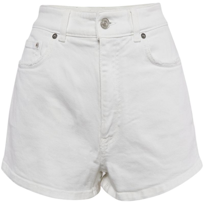 Women's White Denim Distress Pocket Detail Shorts