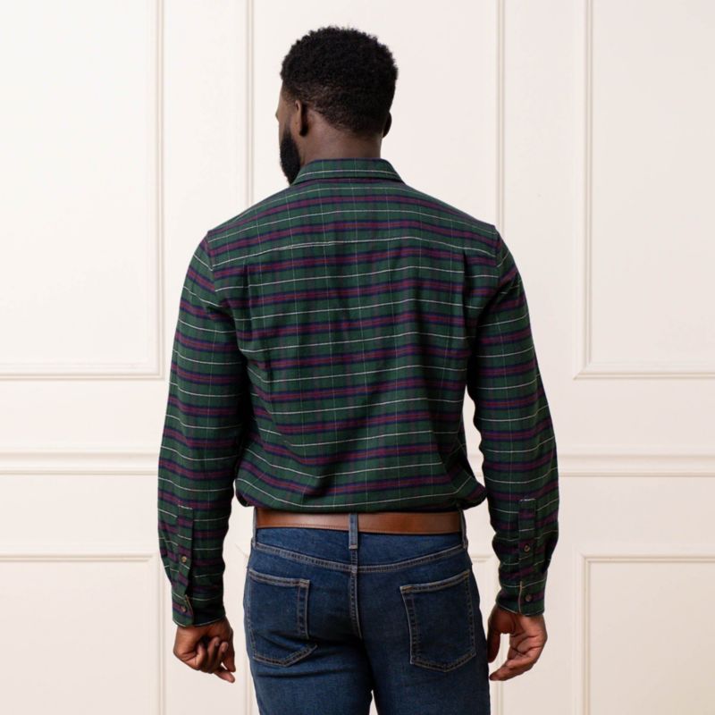 Men's Hope and Henry Organic Flannel Shirt with Suede Detail