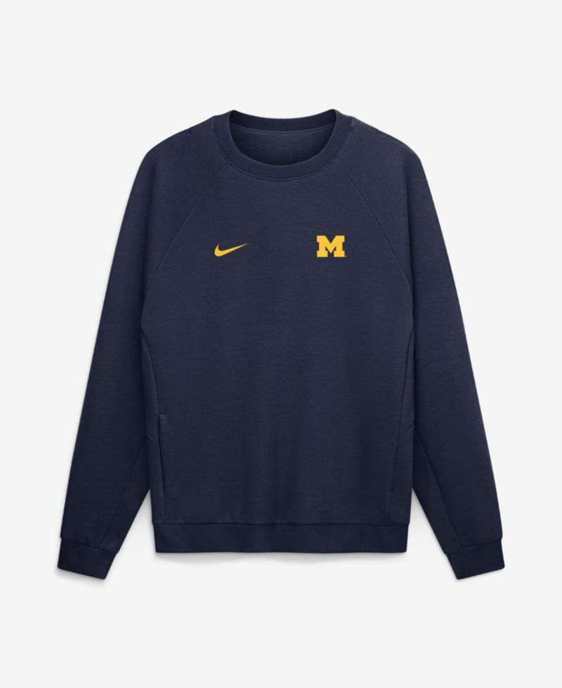 Men's Navy Michigan Wolverines Premium Performance Raglan Dri-FIT Sweatshirt