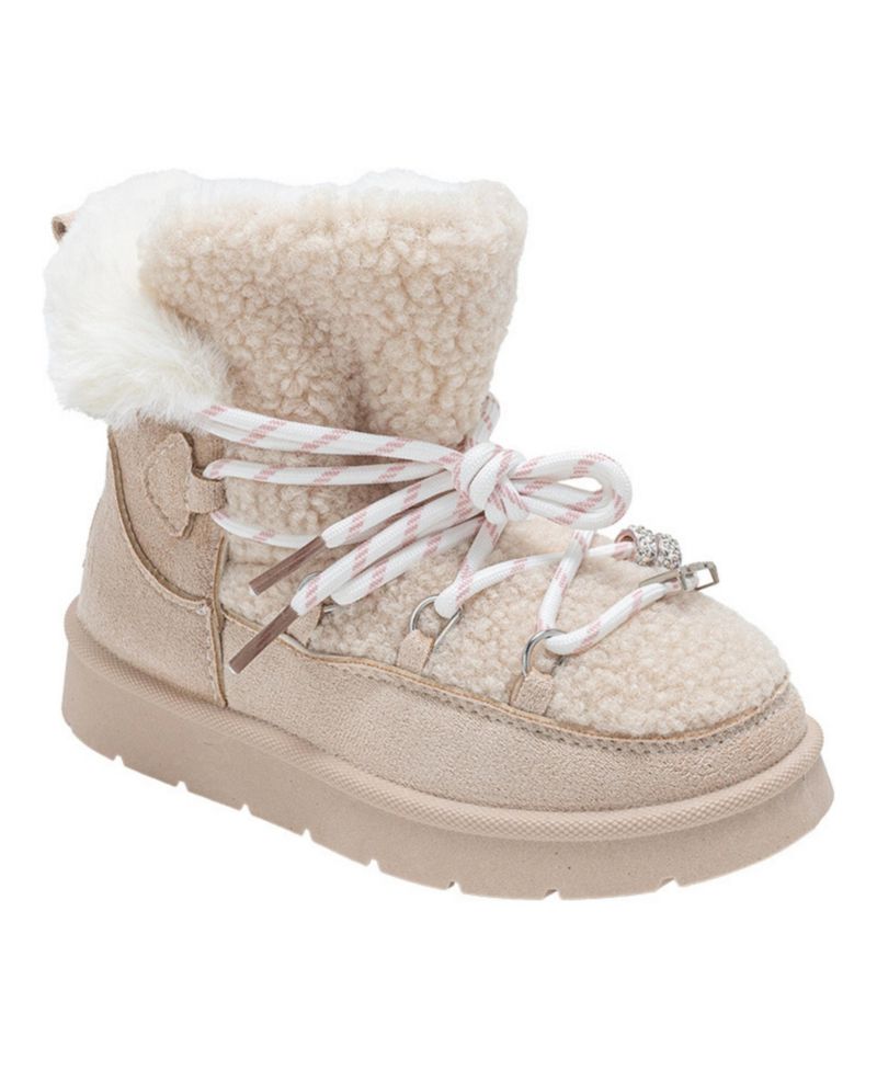Girl's Faux Shearling Lace Up Winter Boots
