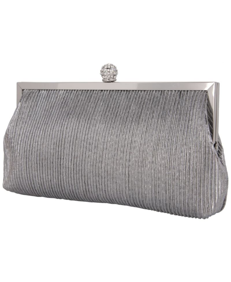 Women's Pleated Metallic Frame Clutch