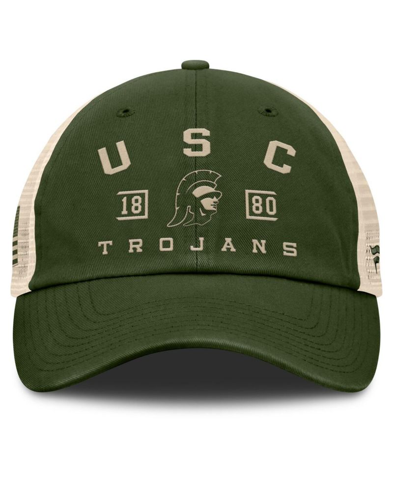 Men's Olive USC Trojans OHT Military Appreciation Frontier Trucker Adjustable Hat
