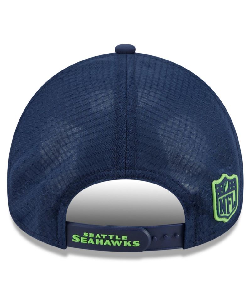 Men's College Navy Seattle Seahawks 2026 Sideline Apex 9FORTY Adjustable Trucker Hat